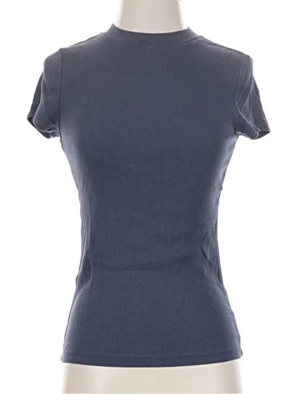 a new day Ribbed Crewneck Short Sleeve Tee in Slate Blue